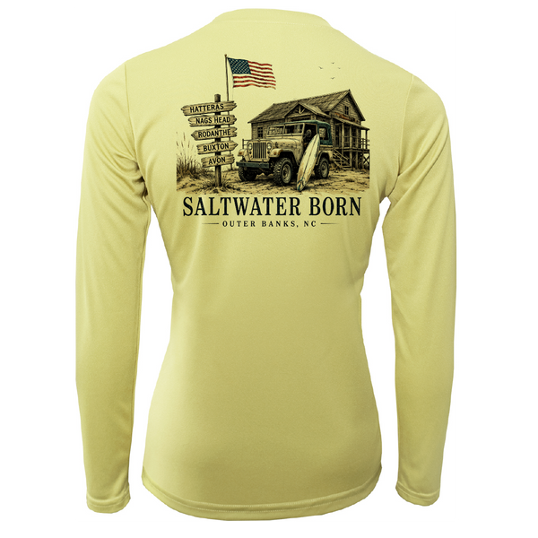 Outer Banks, NC Beach Jeep Women's Long Sleeve UPF 50+ Dry-Fit Shirt