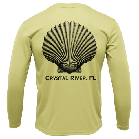 Crystal River, FL Scallop Men's Long Sleeve UPF 50+ Dry-Fit Shirt