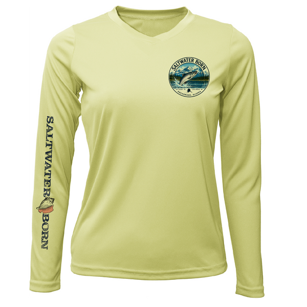 Anchorage, AK Salmon Women's Long Sleeve UPF 50+ Dry-Fit Shirt