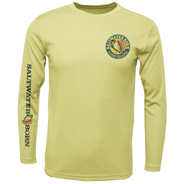 Long Island, NY State Flag Outline Men's Long Sleeve UPF 50+ Dry-Fit Shirt