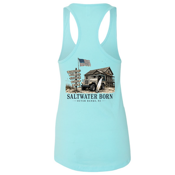 Outer Banks, NC Beach Jeep Women's Tank Top