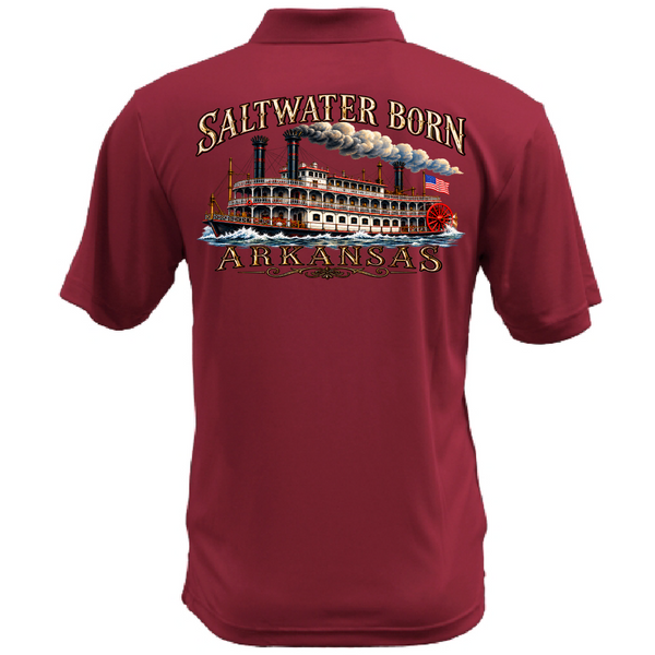 Saltwater Born Arkansas Riverboat Men's Short Sleeve UPF 50+ Dry-Fit Polo