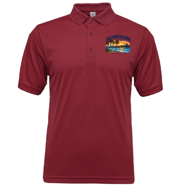 Saltwater Born Oceanside, CA Good Times Run Deep Men's Short Sleeve UPF 50+ Dry-Fit Polo