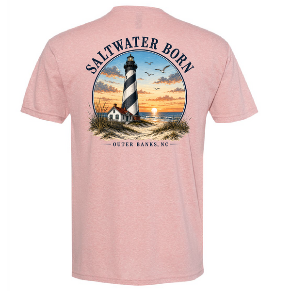 Saltwater Born Outer Banks, NC Lighthouse Triblend Tee