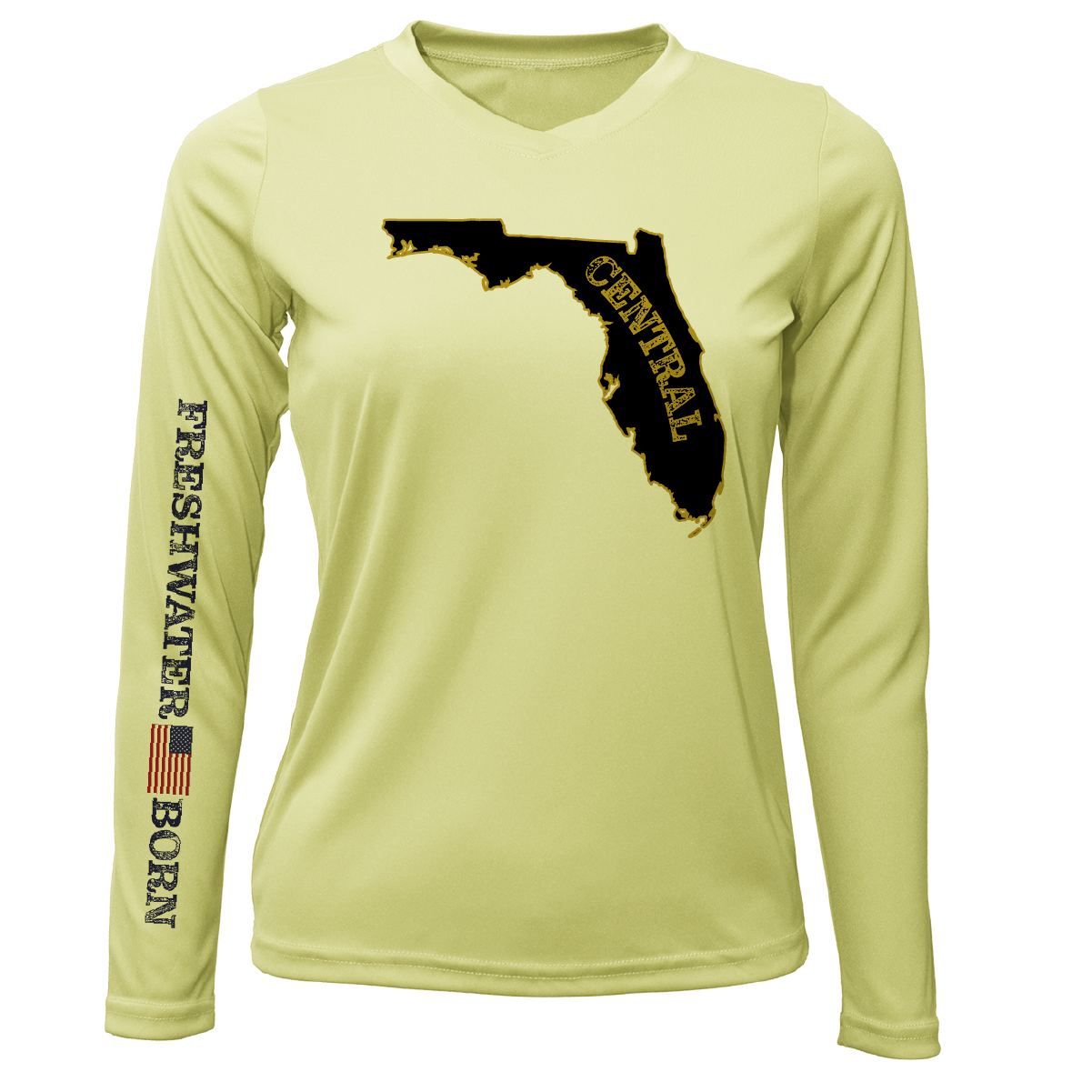 Black and Gold Freshwater Born Women's LS UPF 50+ Dry-Fit Shirt