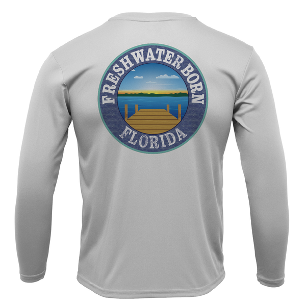 Camisa de manga larga para niña con bandera de Florida nacida en agua dulce UPF 50+