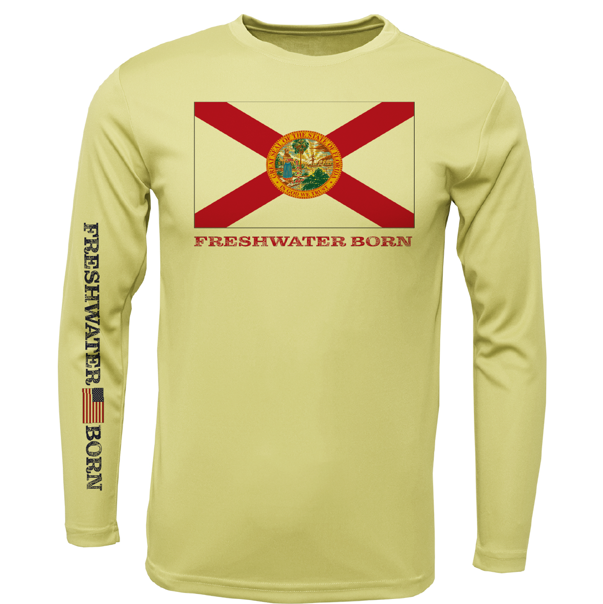 Florida Flag Freshwater Born Men's Long Sleeve UPF 50+ Dry-Fit Shirt