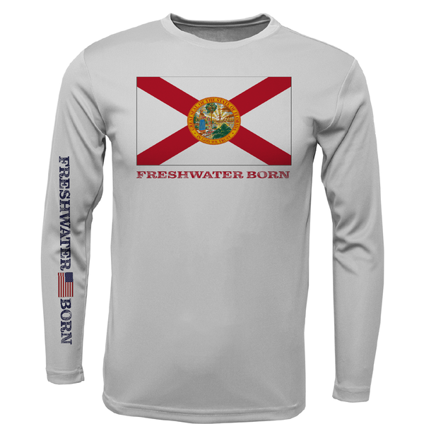 Camisa de manga larga con protección seca UPF 50+ nacida en agua dulce con bandera de Florida