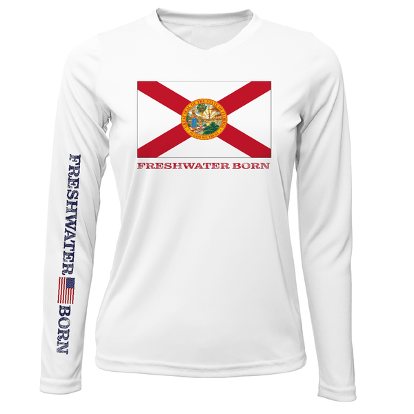 Camisa de manga larga para mujer con bandera de Florida, ajuste seco UPF 50+