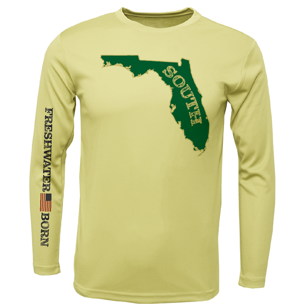 Green and Gold Freshwater Born Girl's Long Sleeve UPF 50+ Dry-Fit Shirt