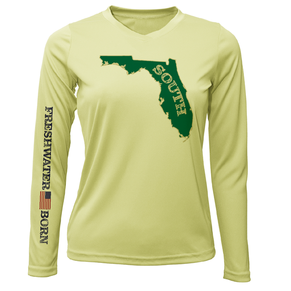 Green and Gold Freshwater Born Women's Long Sleeve UPF 50+ Dry-Fit Shirt