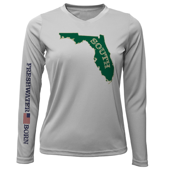 Green and Gold Freshwater Born Women's Long Sleeve UPF 50+ Dry-Fit Shirt