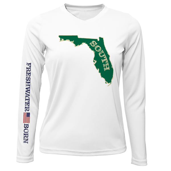 USF Green and Gold Freshwater Born Women's Long Sleeve UPF 50+ Dry-Fit Shirt
