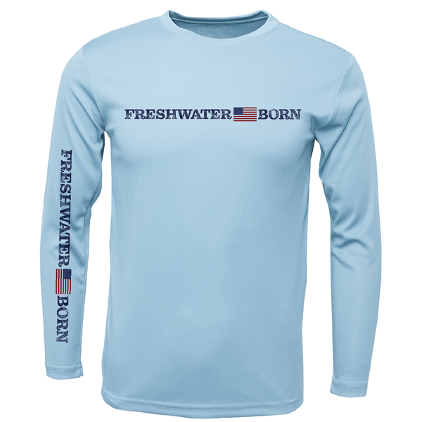 New York Freshwater Born Linear Logo Men's Long Sleeve UPF 50+ Dry-Fit Shirt