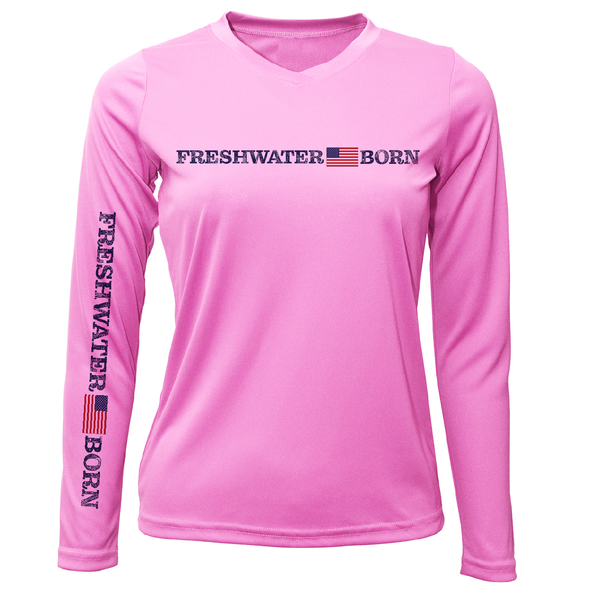 Florida Freshwater Born Linear Logo Camisa de manga larga para mujer UPF 50+ Dry-Fit