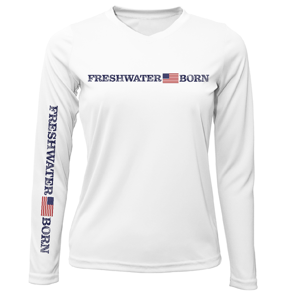 Florida Freshwater Born Linear Logo Camisa de manga larga para mujer UPF 50+ Dry-Fit