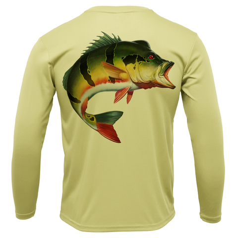 Miami, FL Freshwater Born Peacock Bass Men's Long Sleeve UPF 50+ Dry-Fit Shirt