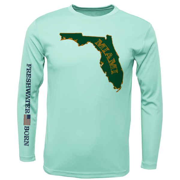 Miami Orange and Green Freshwater Born Long Sleeve UPF 50+ Dry-Fit Shirt