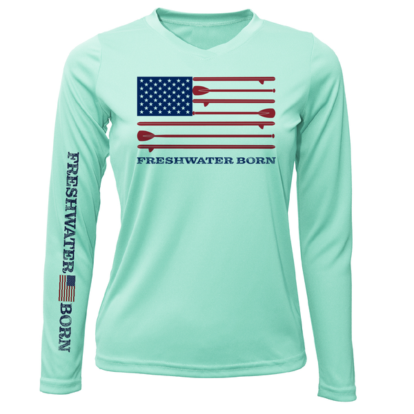 Michigan Freshwater Born SUP Flag Women's Long Sleeve UPF 50+ Dry-Fit Shirt