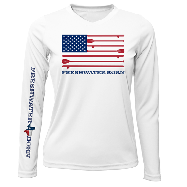 Texas Freshwater Born SUP Flag Women's Long Sleeve UPF 50+ Dry-Fit Shirt