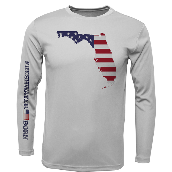 State of Florida USA Freshwater Born Boy's Long Sleeve UPF 50+ Dry-Fit Shirt