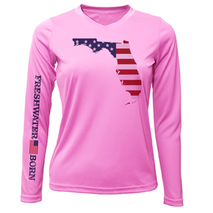 State of Florida USA Freshwater Born Women's Long Sleeve UPF 50+ Dry-Fit Shirt