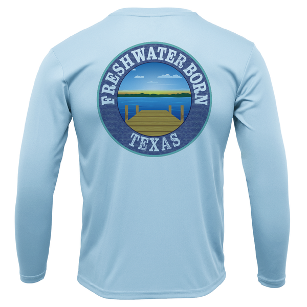 Camisa de manga larga con protección seca UPF 50+ nacida en agua dulce con bandera de Texas