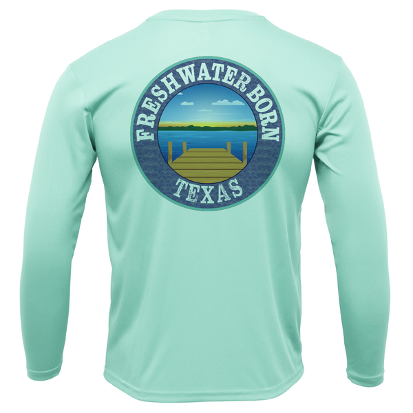 Camiseta de manga larga con protección seca UPF 50+ para niño con bandera de Texas Freshwater Born