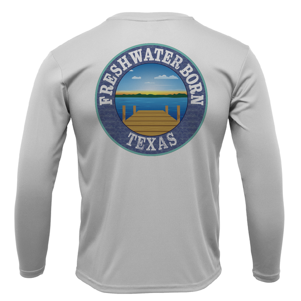 Camiseta de manga larga con protección seca UPF 50+ para niño con bandera de Texas Freshwater Born