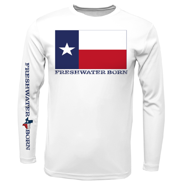 Texas Flag Freshwater Born Girl's Long Sleeve UPF 50+ Dry-Fit Shirt