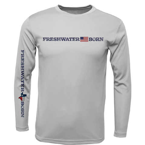 Texas Freshwater Born Linear Logo Camisa de manga larga para niño UPF 50+ Dry-Fit