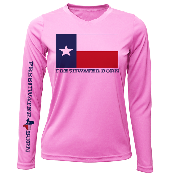 Texas Flag Freshwater Born Women's Long Sleeve UPF 50+ Dry-Fit shirt