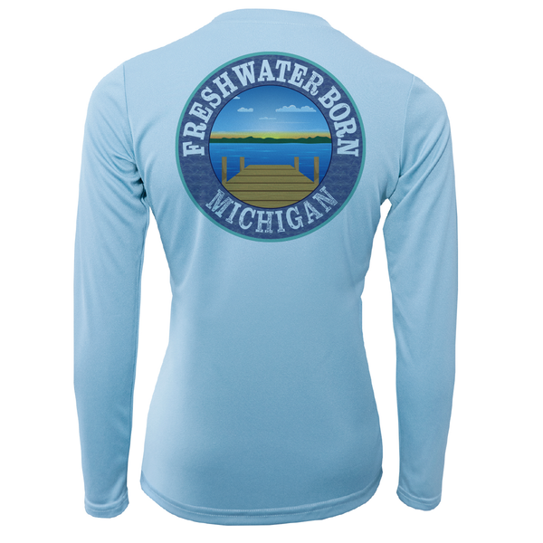 Michigan "Born on the Freshwater" Women's Long Sleeve UPF 50+ Dry-Fit Shirt