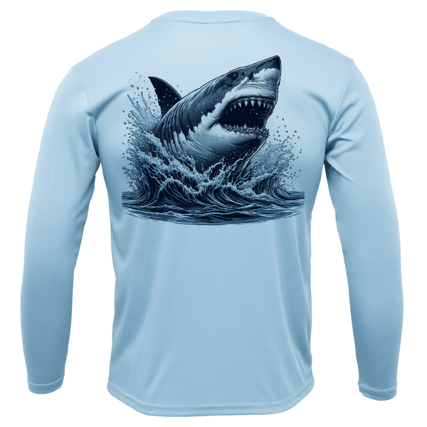 Siesta Key, FL Jaws Men's Long Sleeve UPF 50+ Dry-Fit Shirt