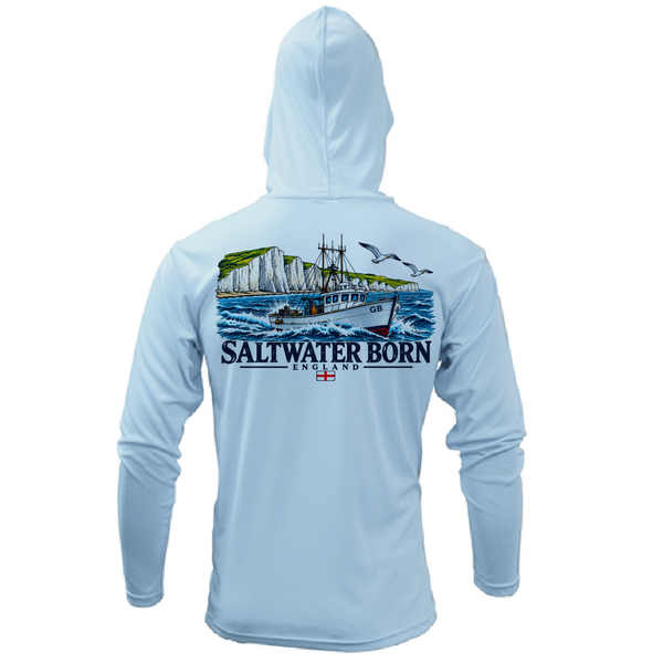 Saltwater Born England's Working Coast Men's Long Sleeve UPF 50+ Dry-Fit Hoodie