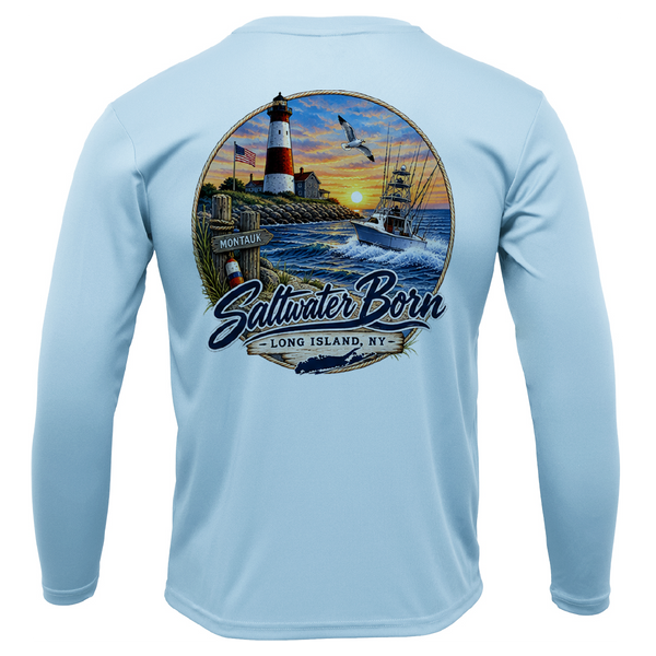 Long Island, NY Lighthouse Men's Long Sleeve UPF 50+ Dry-Fit Shirt