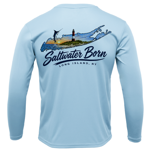 Long Island, NY Geography Men's Long Sleeve UPF 50+ Dry-Fit Shirt