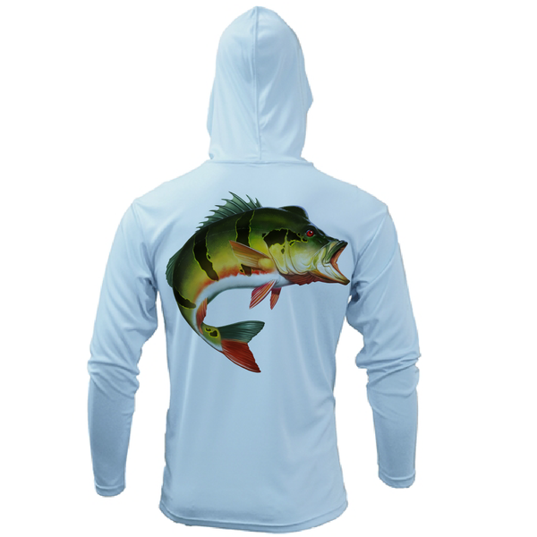 Miami, FL Freshwater Born Peacock Bass Men's Long Sleeve UPF 50+ Dry-Fit Hoodie