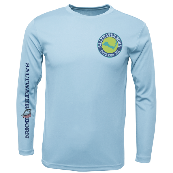 Cape Cod, MA Jaws Boy's Long Sleeve UPF 50+ Dry-Fit Shirt