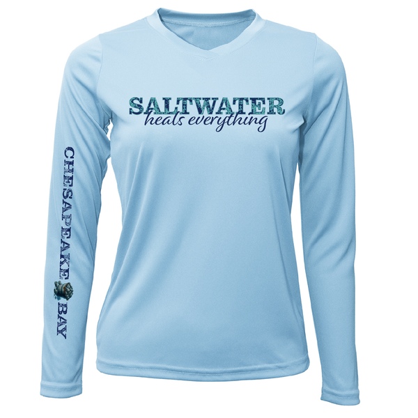 Chesapeake Bay "Saltwater Heals Everything" Women's Long Sleeve UPF 50+ Dry-Fit Shirt