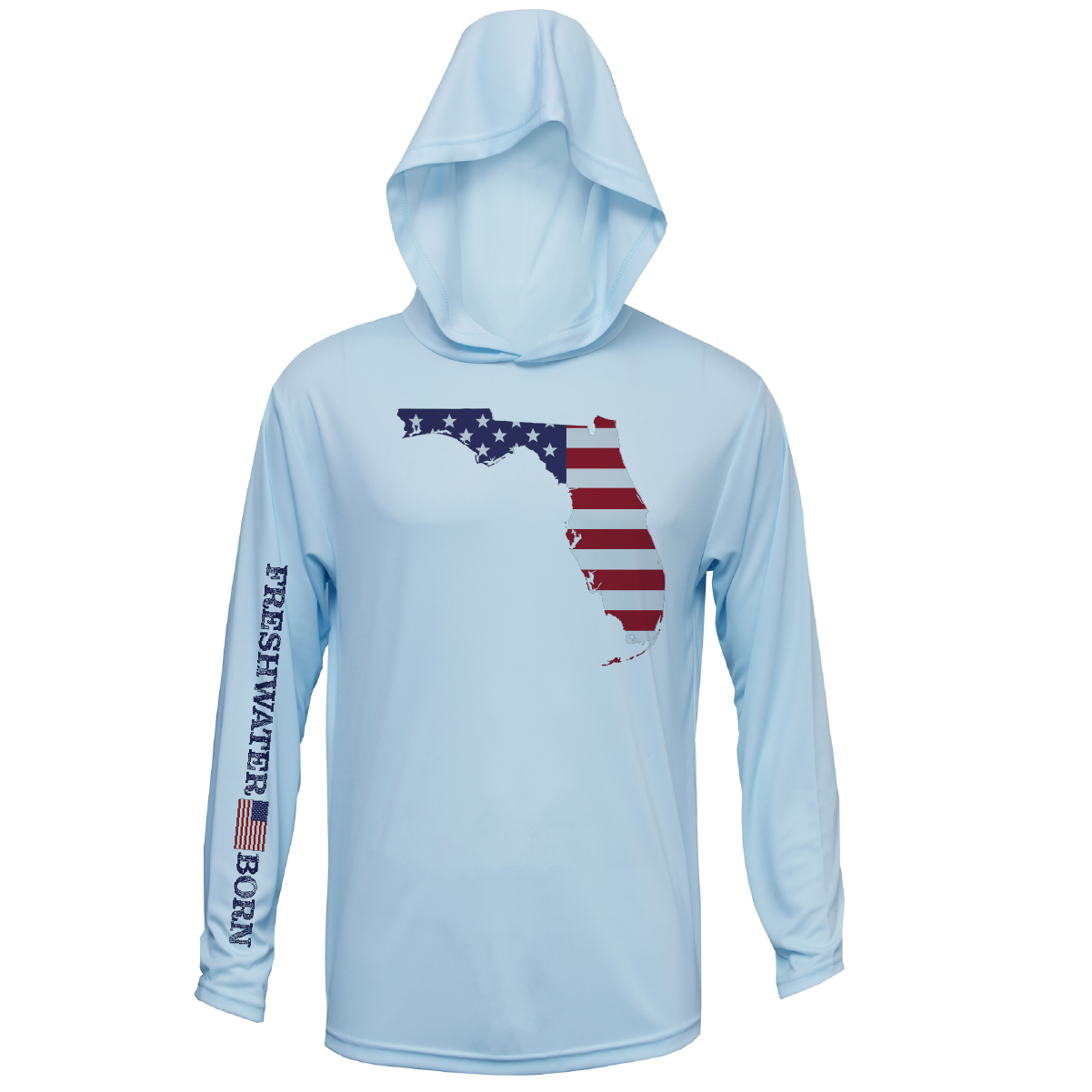 State of Florida USA Freshwater Born Men's Long Sleeve UPF 50+ Dry-Fit Hoodie