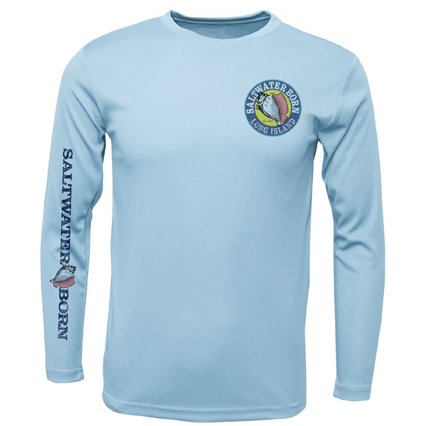 Long Island, NY State Flag Outline Men's Long Sleeve UPF 50+ Dry-Fit Shirt