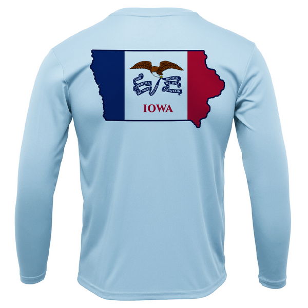 Des Moines, IA Freshwater Born State Flag Men's Long Sleeve UPF 50+ Dry-Fit Shirt
