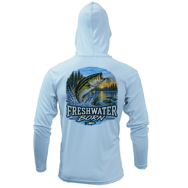 Freshwater Born Realistic Largemouth Bass Men's Long Sleeve UPF 50+ Dry-Fit Hoodie