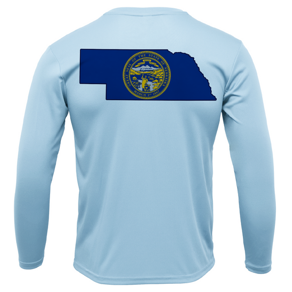 Nebraska Freshwater Born State Flag Men's Long Sleeve UPF 50+ Dry-Fit Shirt