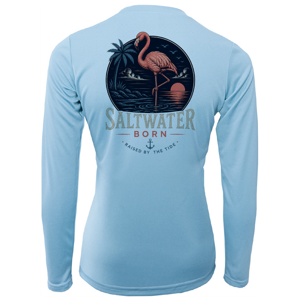 Saltwater Born Flamingo Women's Long Sleeve UPF 50+ Dry-Fit Shirt