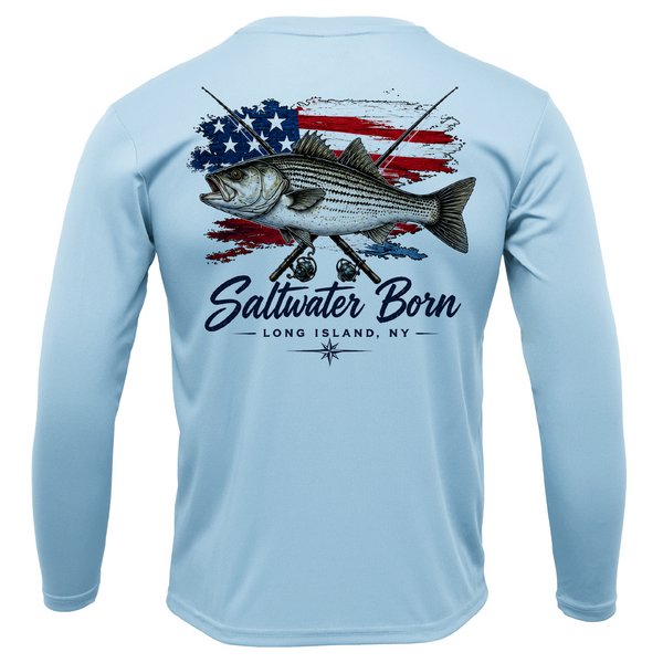Long Island, NY USA Striped Bass Men's Long Sleeve UPF 50+ Dry-Fit Shirt