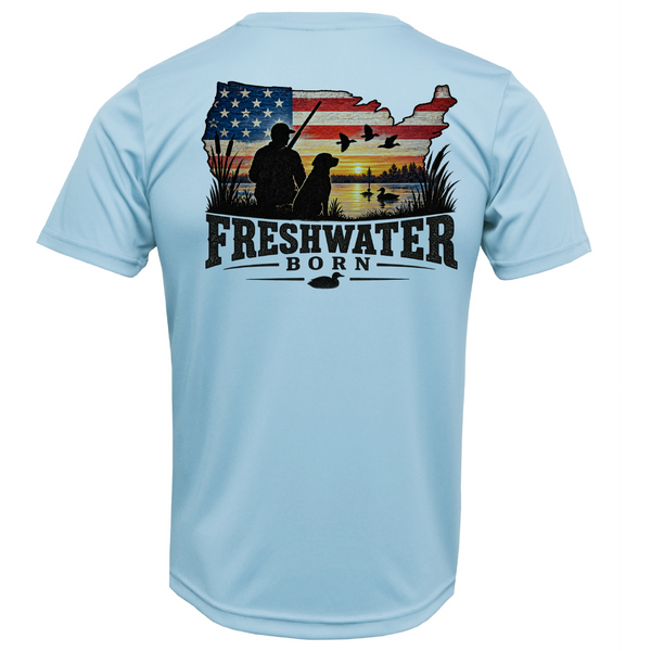 Freshwater Born Duck Hunter USA Men's Short Sleeve UPF 50+ Dry-Fit Shirt