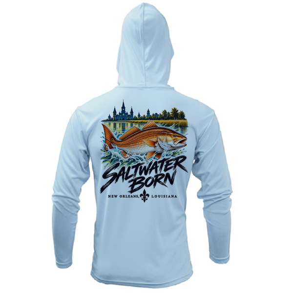 New Orleans, LA Redfish Boy's Long Sleeve UPF 50+ Dry-Fit Hoodie