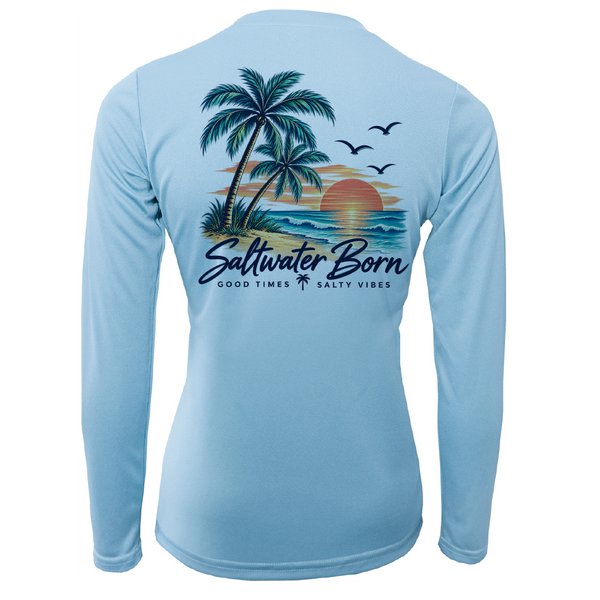 Saltwater Born Good Times Salty Vibes Women's Long Sleeve UPF 50+ Dry-Fit Shirt